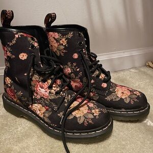 Dr. Martens Black Floral Combat Boots
